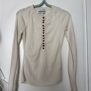 &Other Stories Women's Cream Ribbed Henley Top